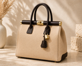 Nora – Sac en Cuir Véritable Italien | Fabriqué en Italie | Crème et Marron