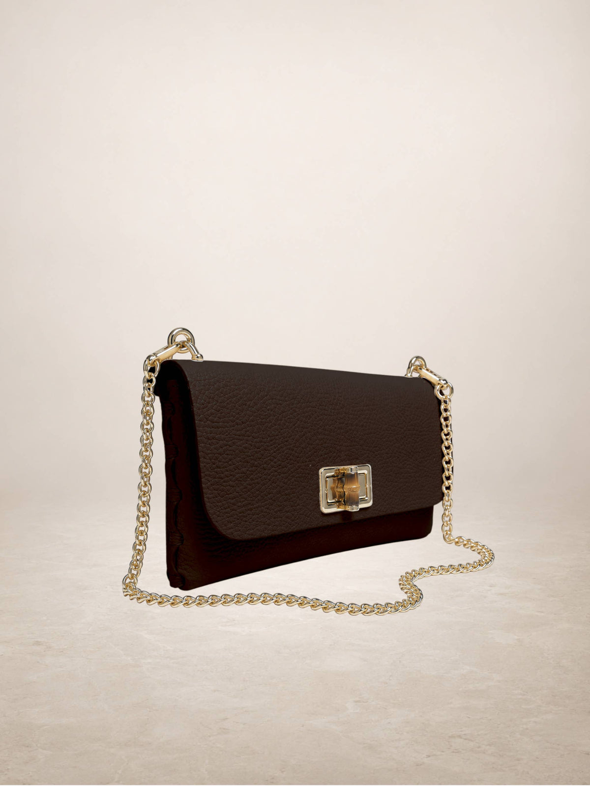 Amalfi - Bolso de mano en piel marrón chocolate
