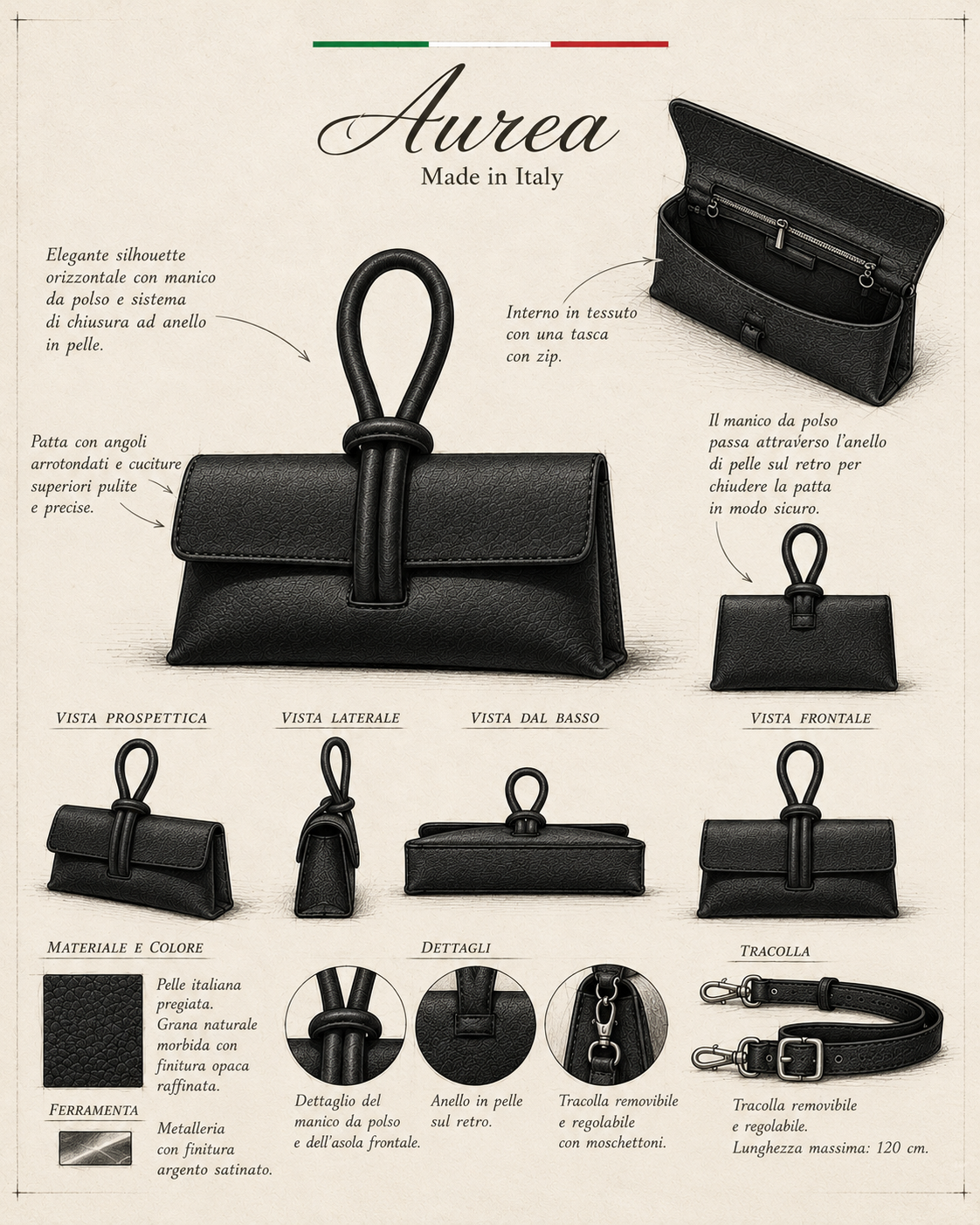 Aurea - Borsa a Mano in pelle Nero