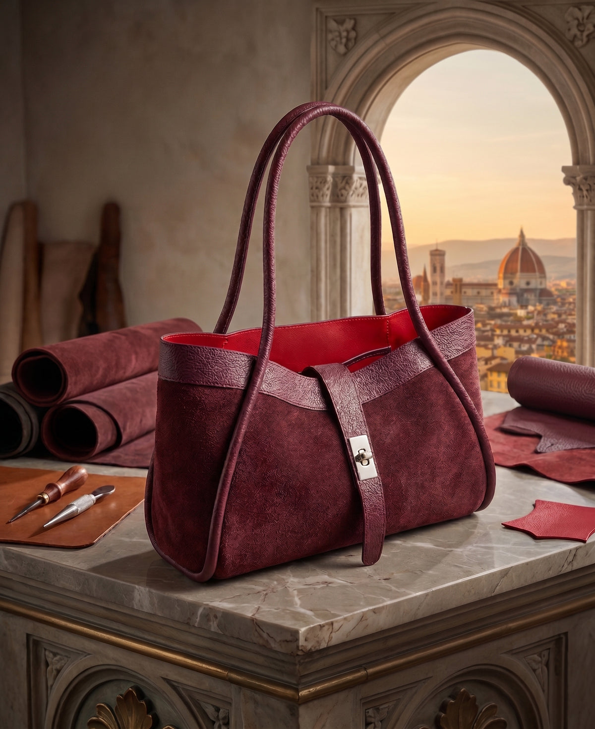 Bolso de Ante con Bandolera Firenze Made in Italy – Artesanía Italiana