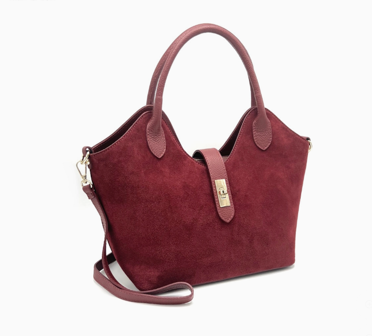 Bolso de Piel de Ante Burdeos Roma Made in Italy – Artesanía Italiana