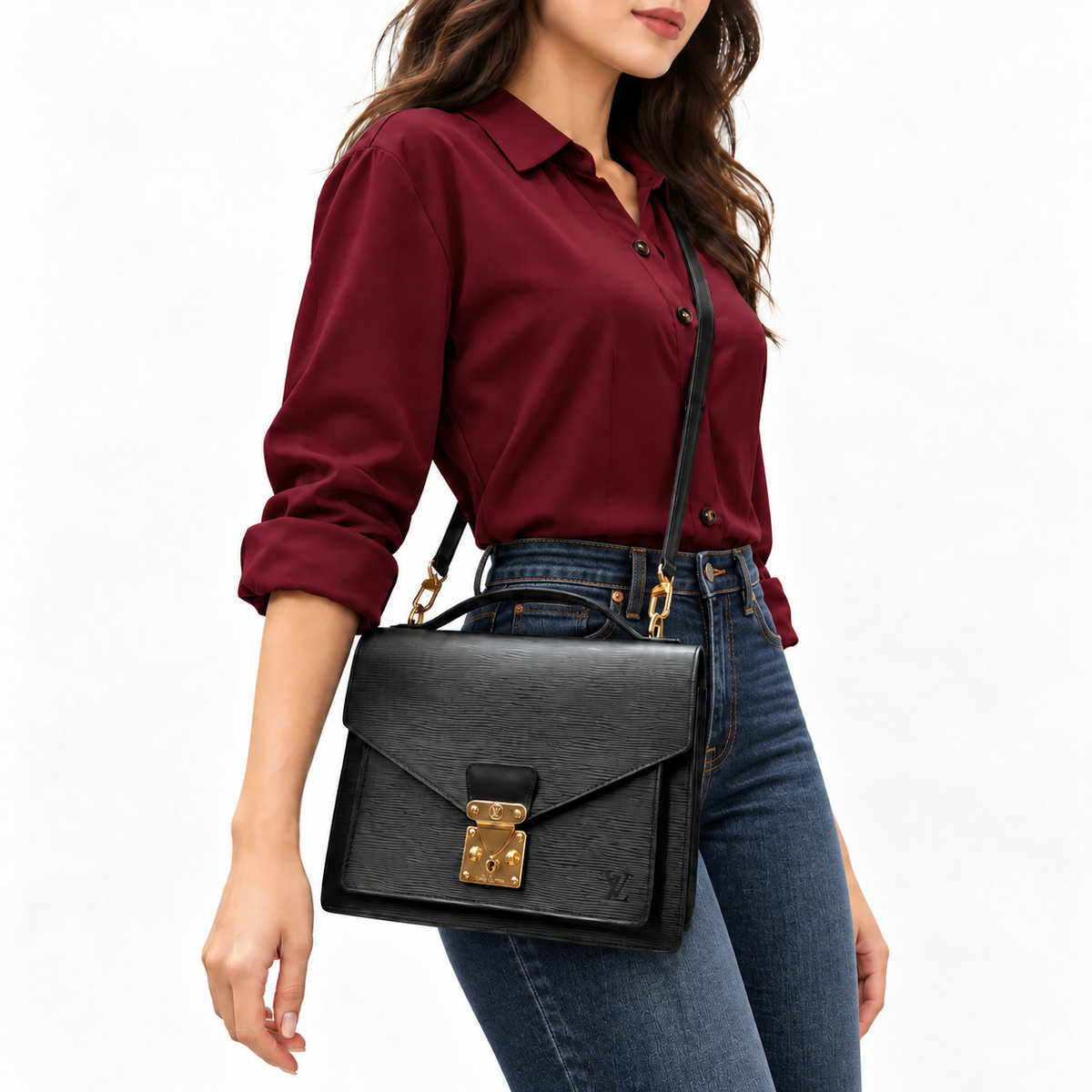 Bolso Louis Vuitton Monceau de piel Epi negra vintage 1993 – De segunda mano en excelentes condiciones